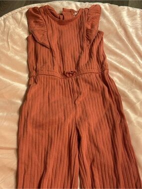 child of mine Rust Ribbed Flutter-Sleeve One-Piece size 2t